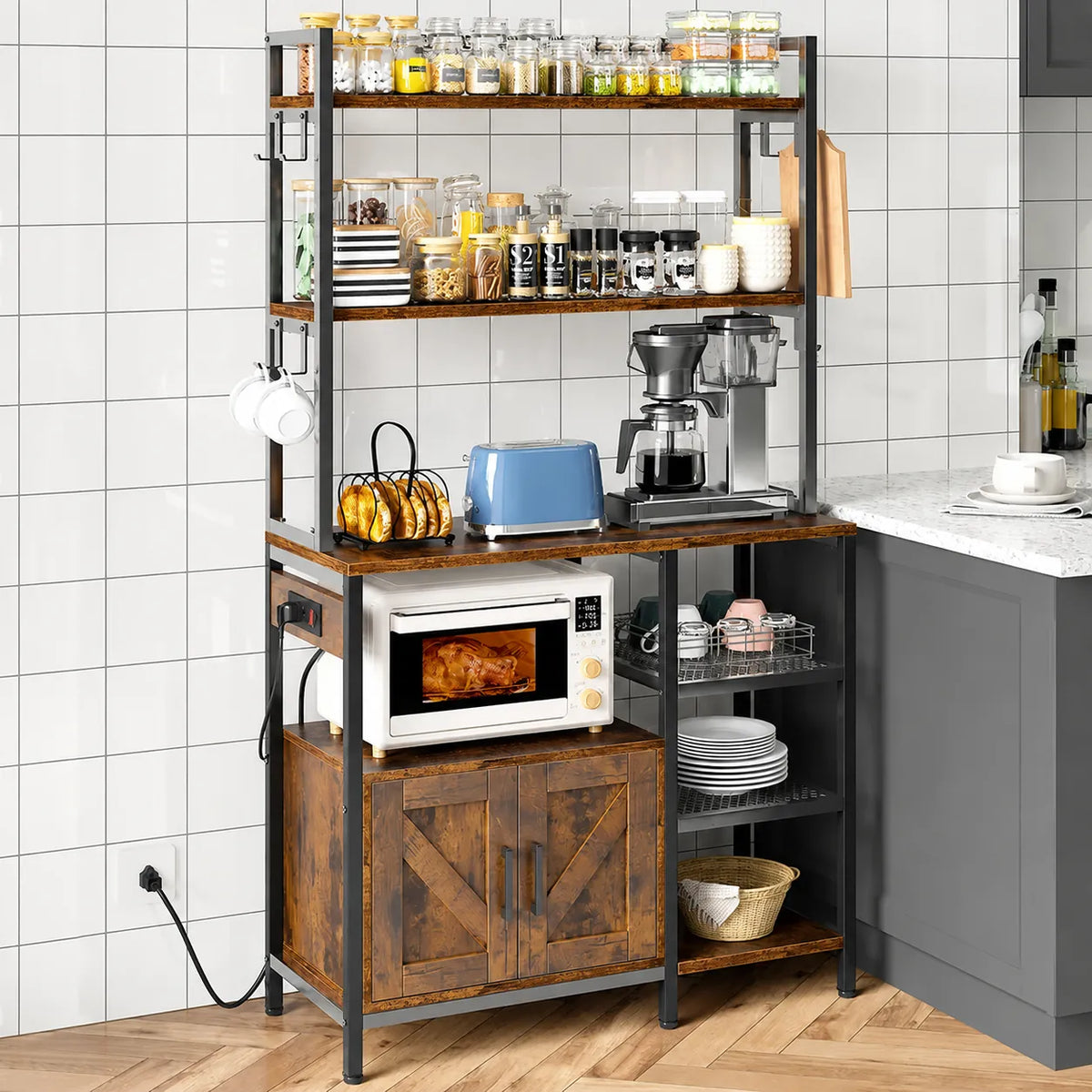 Estante de Cozinha Industrial 6 Níveis Metal e Madeira - FERRAVO™