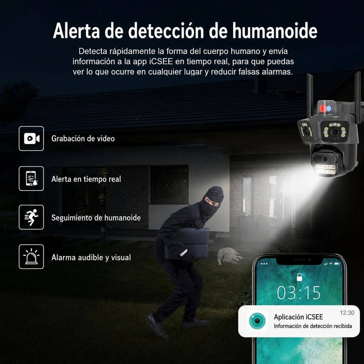 Câmera de Segurança Wi-Fi Externa 6MP com Lente Dupla e Visão Panorâmica PANORVIA™