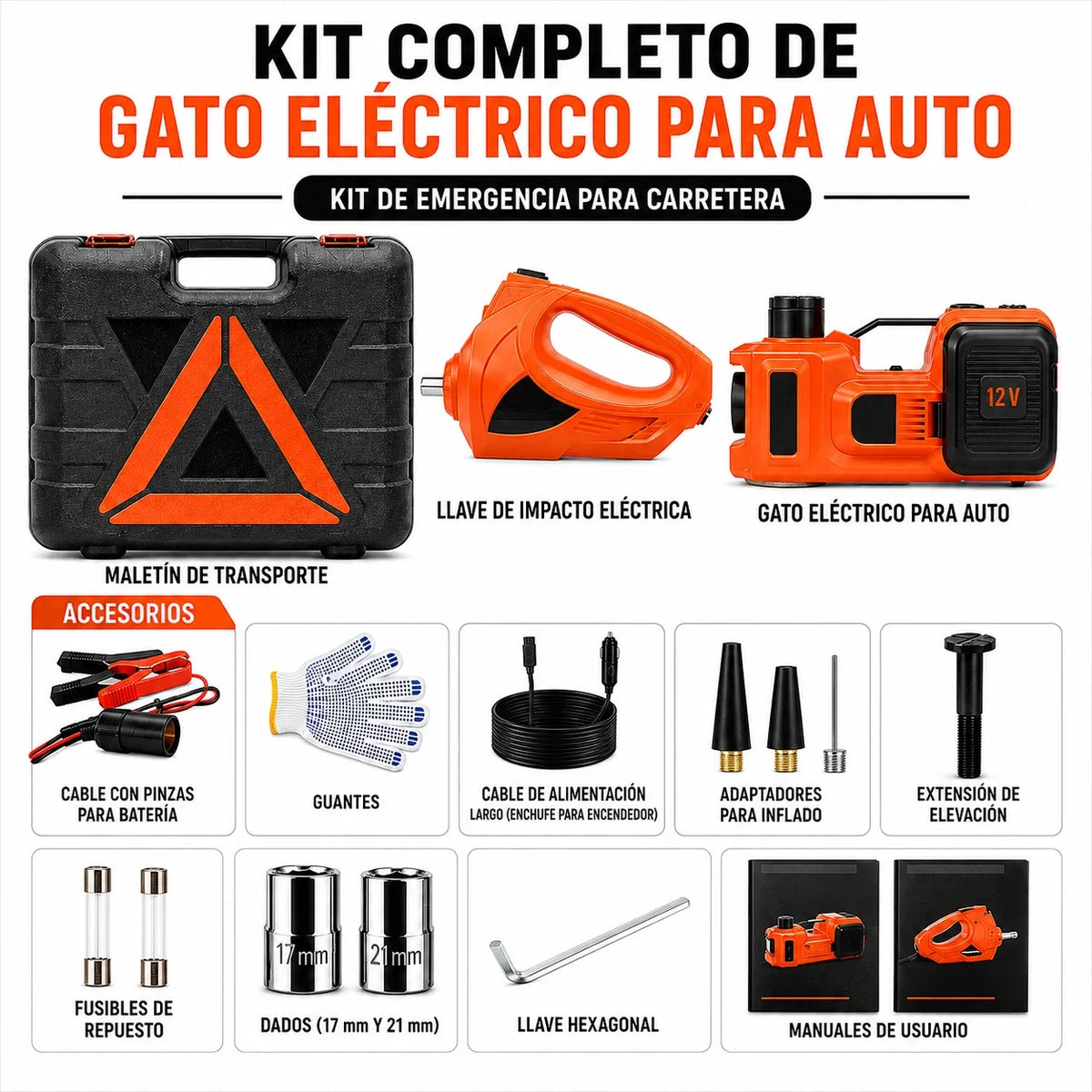 Macaco Hidráulico Elétrico 4 em 1, 5 Toneladas 12V - ALZAVIX™