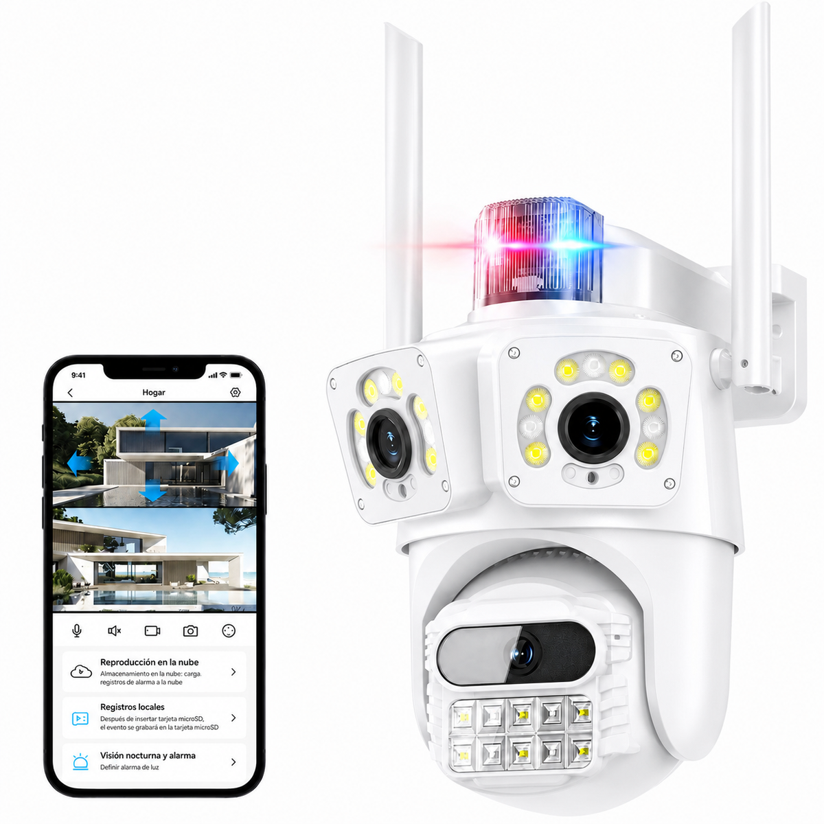 Câmera de Segurança Wi-Fi Externa 6MP com Lente Dupla e Visão Panorâmica PANORVIA™